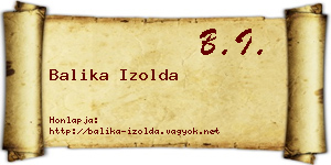 Balika Izolda névjegykártya